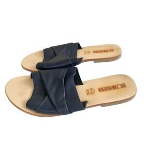 Sol Sana Women's Sandals Shoes Slides Black Leather Size 10/41